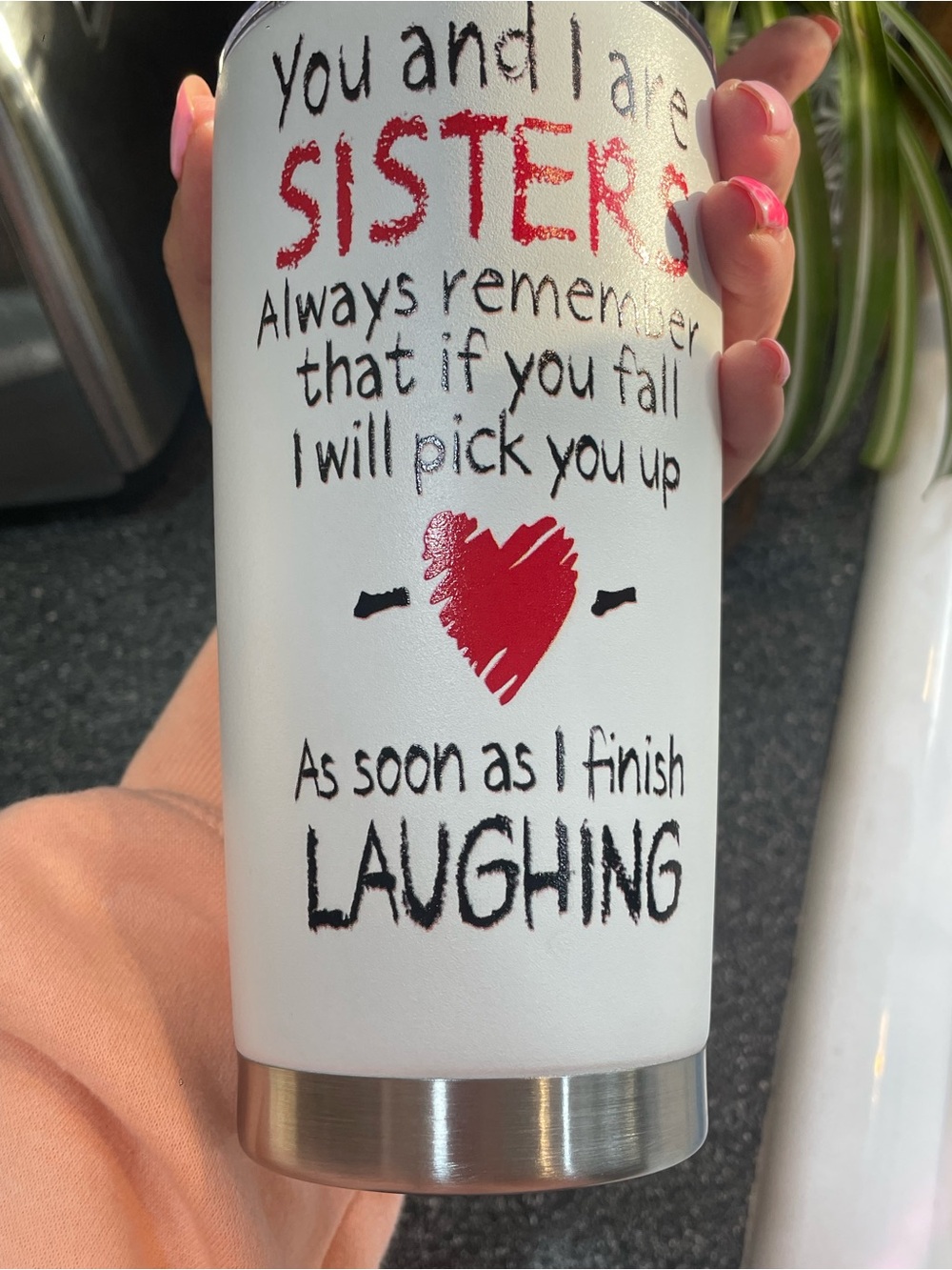 New in box sisters sister funny 20oz laughing tumbler